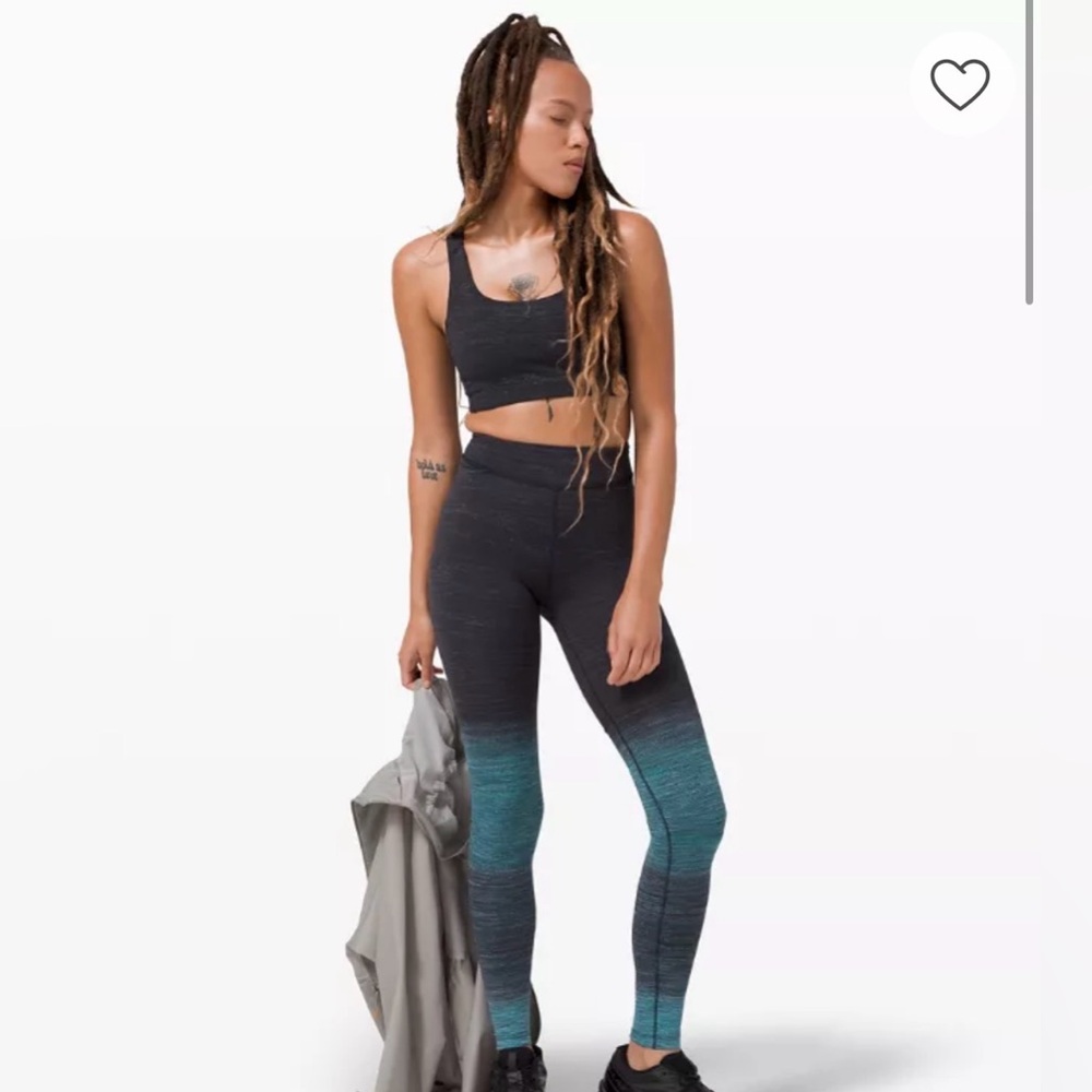 Lululemon Black and Teal Ombre LAB Varsa Leggings, Sz 10